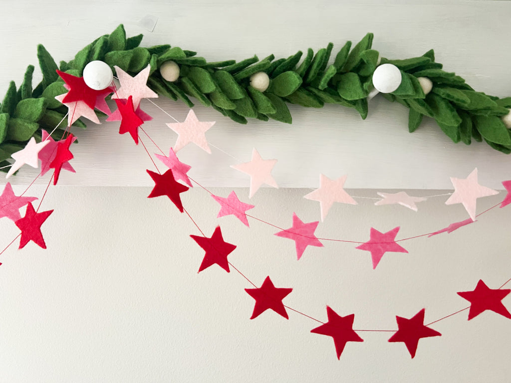 Mini Felt Star Red Pink Garland