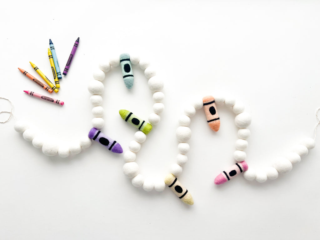 Pastel Crayon Felt Ball Garland Bunting Banner