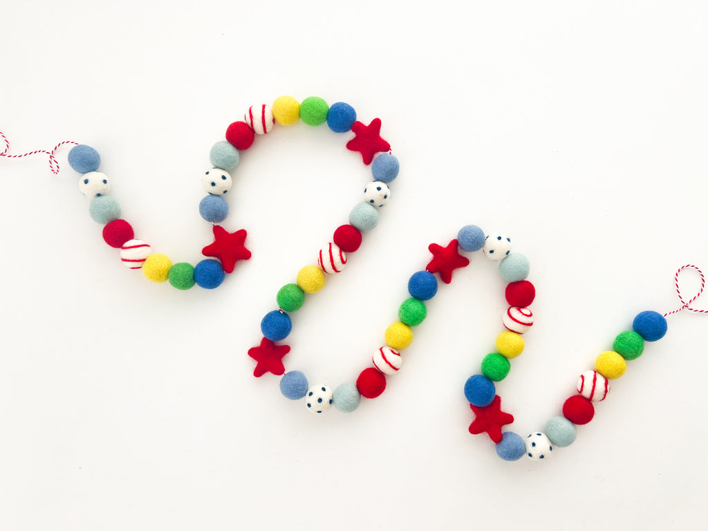 Superhero Felt Ball Garland with Stars and Green Bunting and Banner